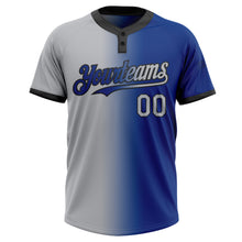 Charger l'image dans la galerie, Custom Royal Gray-Black Gradient Fashion Two-Button Unisex Softball Jersey