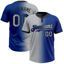 Charger l'image dans la galerie, Custom Royal Gray-Black Gradient Fashion Two-Button Unisex Softball Jersey