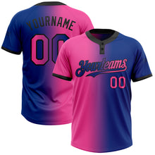 Charger l'image dans la galerie, Custom Royal Pink-Black Gradient Fashion Two-Button Unisex Softball Jersey