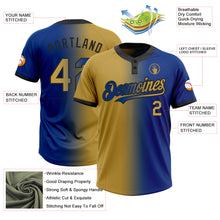 Charger l'image dans la galerie, Custom Royal Old Gold-Black Gradient Fashion Two-Button Unisex Softball Jersey