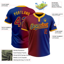 Charger l'image dans la galerie, Custom Royal Maroon-Gold Gradient Fashion Two-Button Unisex Softball Jersey