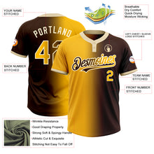 Laden Sie das Bild in den Galerie-Viewer, Custom Brown Gold-Cream Gradient Fashion Two-Button Unisex Softball Jersey