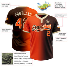 Laden Sie das Bild in den Galerie-Viewer, Custom Brown Orange-Cream Gradient Fashion Two-Button Unisex Softball Jersey