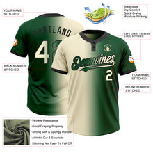 Загрузить изображение в средство просмотра галереи, Custom Green Cream-Black Gradient Fashion Two-Button Unisex Softball Jersey