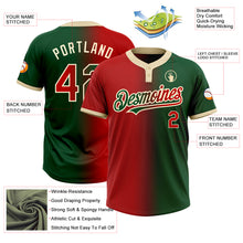 Загрузить изображение в средство просмотра галереи, Custom Green Red-Cream Gradient Fashion Two-Button Unisex Softball Jersey