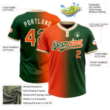 Загрузить изображение в средство просмотра галереи, Custom Green Orange-Cream Gradient Fashion Two-Button Unisex Softball Jersey