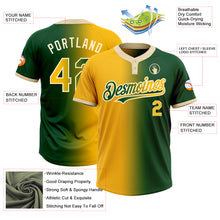 Загрузить изображение в средство просмотра галереи, Custom Green Gold-Cream Gradient Fashion Two-Button Unisex Softball Jersey