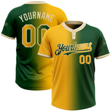 Загрузить изображение в средство просмотра галереи, Custom Green Gold-Cream Gradient Fashion Two-Button Unisex Softball Jersey