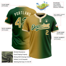 Загрузить изображение в средство просмотра галереи, Custom Green Old Gold-Cream Gradient Fashion Two-Button Unisex Softball Jersey