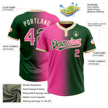 Загрузить изображение в средство просмотра галереи, Custom Green Pink-Cream Gradient Fashion Two-Button Unisex Softball Jersey