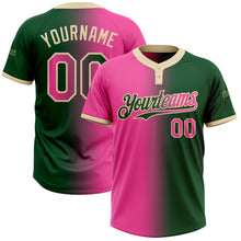 Загрузить изображение в средство просмотра галереи, Custom Green Pink-Cream Gradient Fashion Two-Button Unisex Softball Jersey