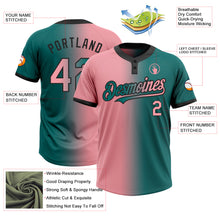Load image into Gallery viewer, Custom Teal Medium Pink-Black Gradient Fashion Two-Button Unisex Softball Jersey