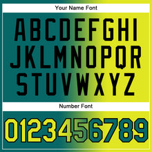 Загрузить изображение в средство просмотра галереи, Custom Teal Neon Yellow-Black Gradient Fashion Two-Button Unisex Softball Jersey