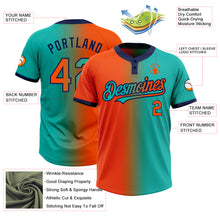 Загрузить изображение в средство просмотра галереи, Custom Aqua Orange-Navy Gradient Fashion Two-Button Unisex Softball Jersey