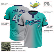 Загрузить изображение в средство просмотра галереи, Custom Aqua Gray-Navy Gradient Fashion Two-Button Unisex Softball Jersey