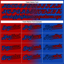 Load image into Gallery viewer, Custom Thunder Blue Red-Black Gradient Fashion Two-Button Unisex Softball Jersey