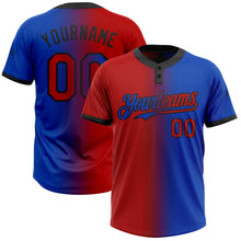 Load image into Gallery viewer, Custom Thunder Blue Red-Black Gradient Fashion Two-Button Unisex Softball Jersey