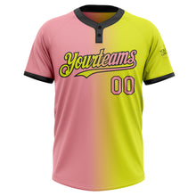 Загрузить изображение в средство просмотра галереи, Custom Neon Yellow Medium Pink-Black Gradient Fashion Two-Button Unisex Softball Jersey