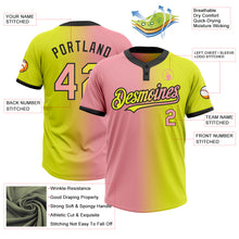 Загрузить изображение в средство просмотра галереи, Custom Neon Yellow Medium Pink-Black Gradient Fashion Two-Button Unisex Softball Jersey