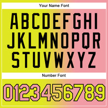 Загрузить изображение в средство просмотра галереи, Custom Neon Yellow Medium Pink-Black Gradient Fashion Two-Button Unisex Softball Jersey