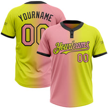 Загрузить изображение в средство просмотра галереи, Custom Neon Yellow Medium Pink-Black Gradient Fashion Two-Button Unisex Softball Jersey