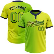 Загрузить изображение в средство просмотра галереи, Custom Neon Yellow Neon Green-Navy Gradient Fashion Two-Button Unisex Softball Jersey