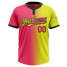 Загрузить изображение в средство просмотра галереи, Custom Neon Yellow Neon Pink-Black Gradient Fashion Two-Button Unisex Softball Jersey