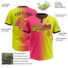 Загрузить изображение в средство просмотра галереи, Custom Neon Yellow Neon Pink-Black Gradient Fashion Two-Button Unisex Softball Jersey