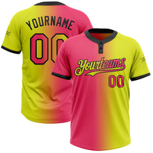 Загрузить изображение в средство просмотра галереи, Custom Neon Yellow Neon Pink-Black Gradient Fashion Two-Button Unisex Softball Jersey