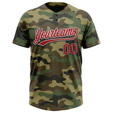 Load image into Gallery viewer, Custom Camo Red-Black Salute To Service Two-Button Unisex Softball Jersey