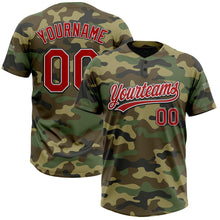 Load image into Gallery viewer, Custom Camo Red-Black Salute To Service Two-Button Unisex Softball Jersey