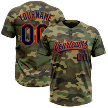 Laden Sie das Bild in den Galerie-Viewer, Custom Camo Navy-Orange Salute To Service Two-Button Unisex Softball Jersey