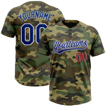 Загрузить изображение в средство просмотра галереи, Custom Camo Royal-Red Salute To Service Two-Button Unisex Softball Jersey