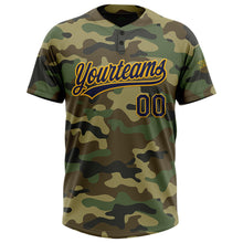 Laden Sie das Bild in den Galerie-Viewer, Custom Camo Navy-Gold Salute To Service Two-Button Unisex Softball Jersey