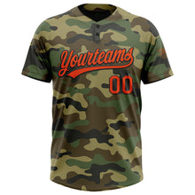 Загрузить изображение в средство просмотра галереи, Custom Camo Orange-Black Salute To Service Two-Button Unisex Softball Jersey