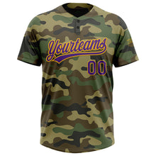 Загрузить изображение в средство просмотра галереи, Custom Camo Purple-Gold Salute To Service Two-Button Unisex Softball Jersey