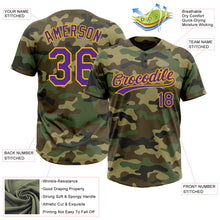 Загрузить изображение в средство просмотра галереи, Custom Camo Purple-Gold Salute To Service Two-Button Unisex Softball Jersey