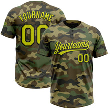 Загрузить изображение в средство просмотра галереи, Custom Camo Neon Yellow-Black Salute To Service Two-Button Unisex Softball Jersey
