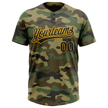 Загрузить изображение в средство просмотра галереи, Custom Camo Black-Gold Salute To Service Two-Button Unisex Softball Jersey