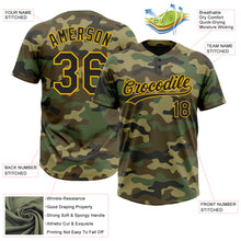 Загрузить изображение в средство просмотра галереи, Custom Camo Black-Gold Salute To Service Two-Button Unisex Softball Jersey