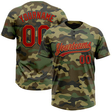Загрузить изображение в средство просмотра галереи, Custom Camo Red Old Gold-Navy Salute To Service Two-Button Unisex Softball Jersey