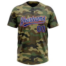 Загрузить изображение в средство просмотра галереи, Custom Camo Royal-Red Salute To Service Two-Button Unisex Softball Jersey