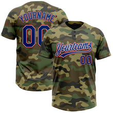 Загрузить изображение в средство просмотра галереи, Custom Camo Royal-Red Salute To Service Two-Button Unisex Softball Jersey