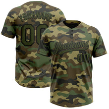Загрузить изображение в средство просмотра галереи, Custom Camo Olive-Black Salute To Service Two-Button Unisex Softball Jersey