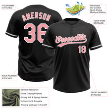 Загрузить изображение в средство просмотра галереи, Custom Black Medium Pink-White Two-Button Unisex Softball Jersey