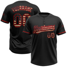 Загрузить изображение в средство просмотра галереи, Custom Black Vintage USA Flag-Red Two-Button Unisex Softball Jersey