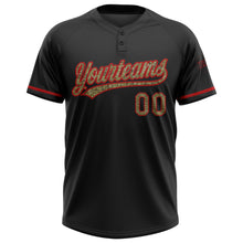 Загрузить изображение в средство просмотра галереи, Custom Black Camo-Red Two-Button Unisex Softball Jersey