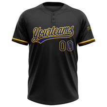 Загрузить изображение в средство просмотра галереи, Custom Black Royal-Yellow Two-Button Unisex Softball Jersey