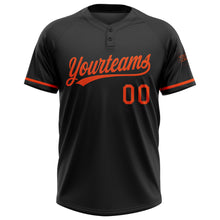 Загрузить изображение в средство просмотра галереи, Custom Black Orange Two-Button Unisex Softball Jersey