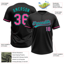 Load image into Gallery viewer, Custom Black Pink-Aqua Two-Button Unisex Softball Jersey